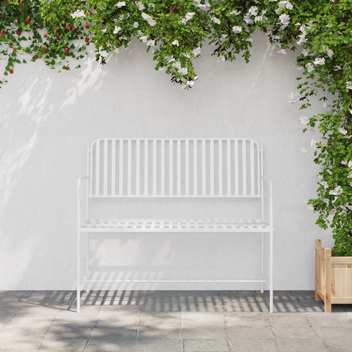Bancă Alb Metal 103.5 x 51.5 x 90 cm Durabil Bancă de exterior - WALTI WALTI