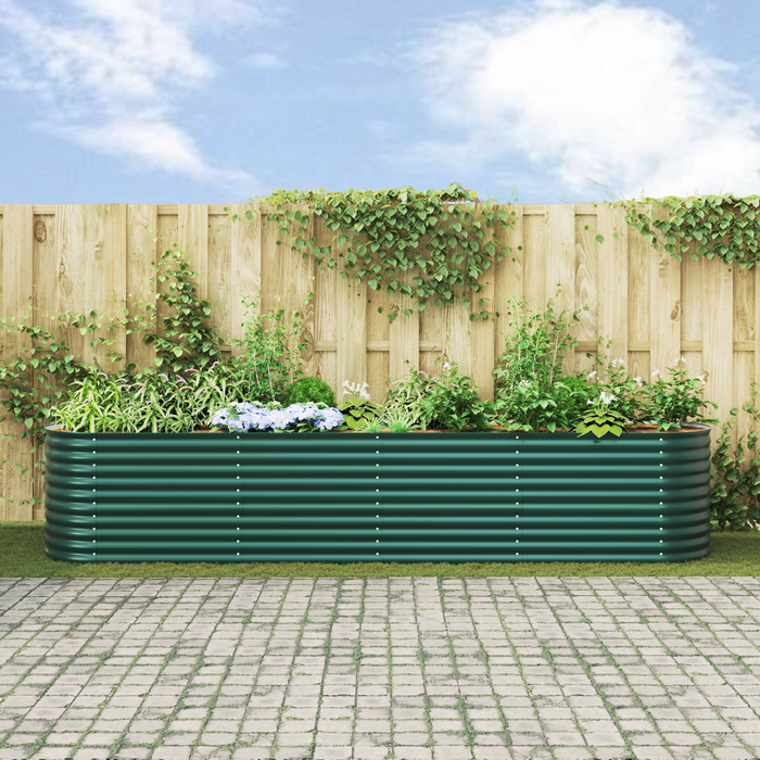 Strat ridicat de grădină, verde, 400x80x81 cm, oțel zincat - WALTI WALTI