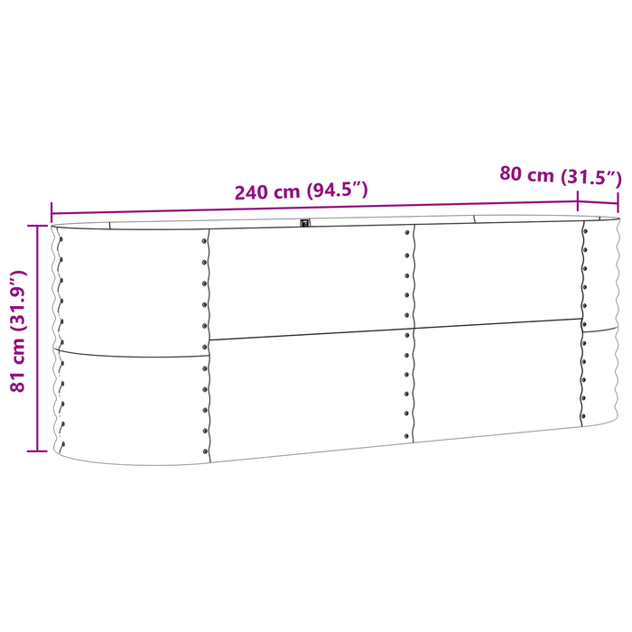 Strat ridicat de grădină, maro, 240x80x81 cm, oțel zincat - WALTI WALTI