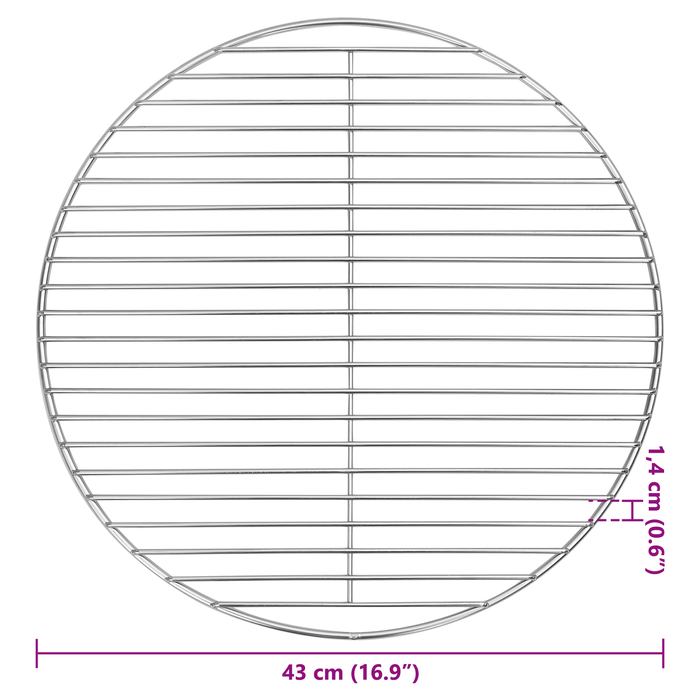 Grătar BBQ, argintiu, Ø43 cm, oțel inoxidabil - WALTI WALTI
