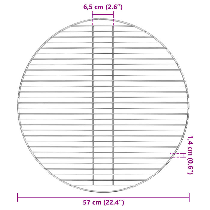 Grătar BBQ, argintiu, Ø57 cm, oțel inoxidabil - WALTI WALTI