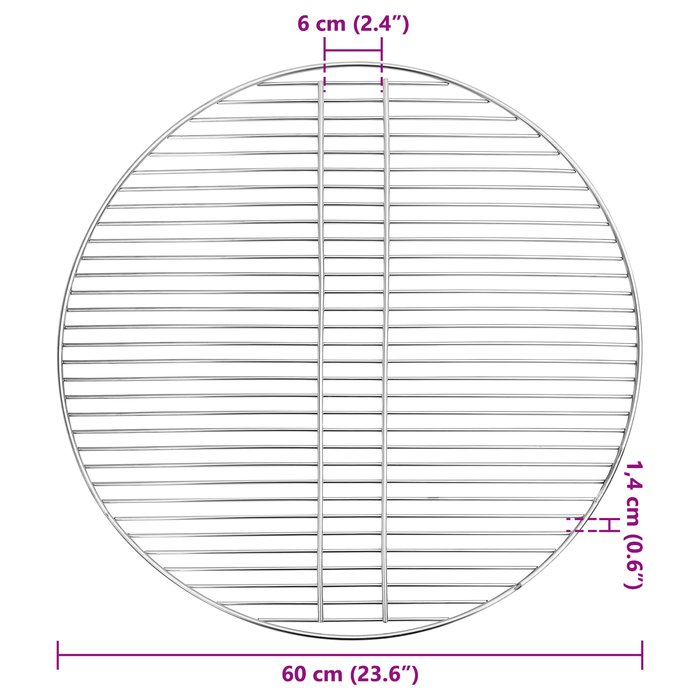 Grătar BBQ, argintiu, Ø60 cm, oțel inoxidabil - WALTI WALTI