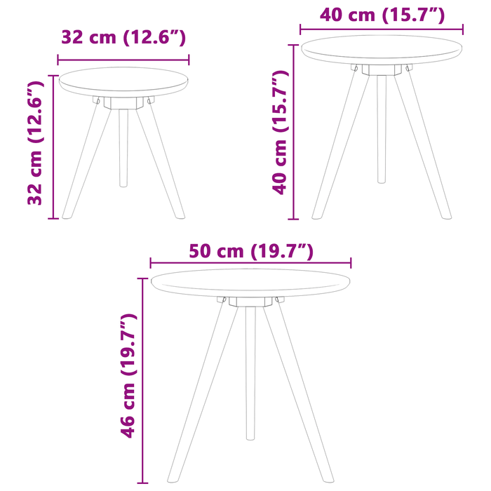 Set mese de cafea,lemn masiv de nuc și lemn prelucrat - WALTI WALTI