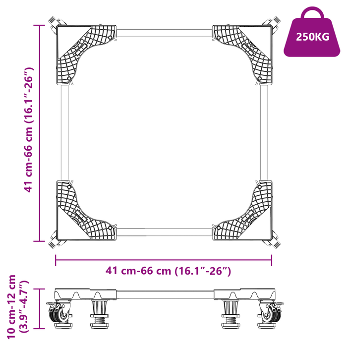 Baza pentru Mașina de Spălat cu Roți Reglabilă 250 kg - WALTI WALTI