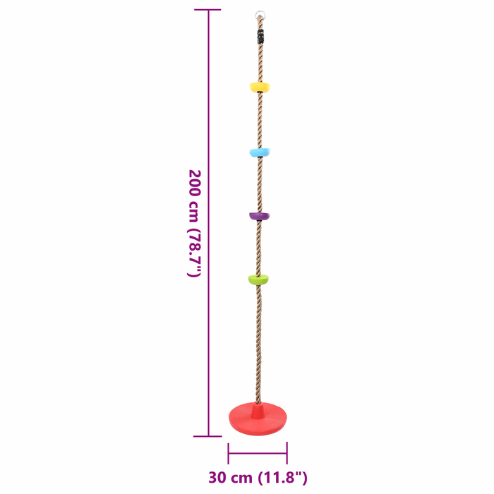 Funie de cățărare de copii, cu șezut disc și platforme, 200 cm - WALTI WALTI