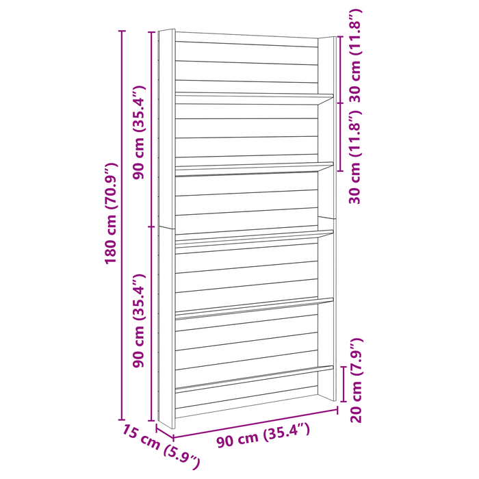 Suport pentru plante de grădină cu 5 niveluri 90x15x180 cm Lemn impregnate de pin - WALTI WALTI
