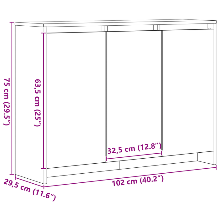 Bufet Negru 102 x 29.5 x 75 cm Lemn compozit WALTI