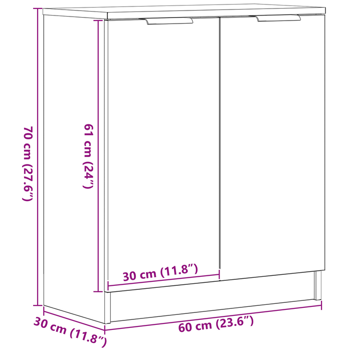 Bufet Stejar Negru 60 x 30 x 70 cm Lemn compozit WALTI