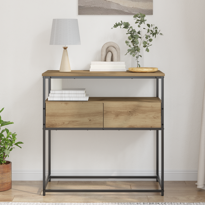 Masă de Consolă cu sertar stejar artizanal 75 x 40 x 75 cm - WALTI WALTI