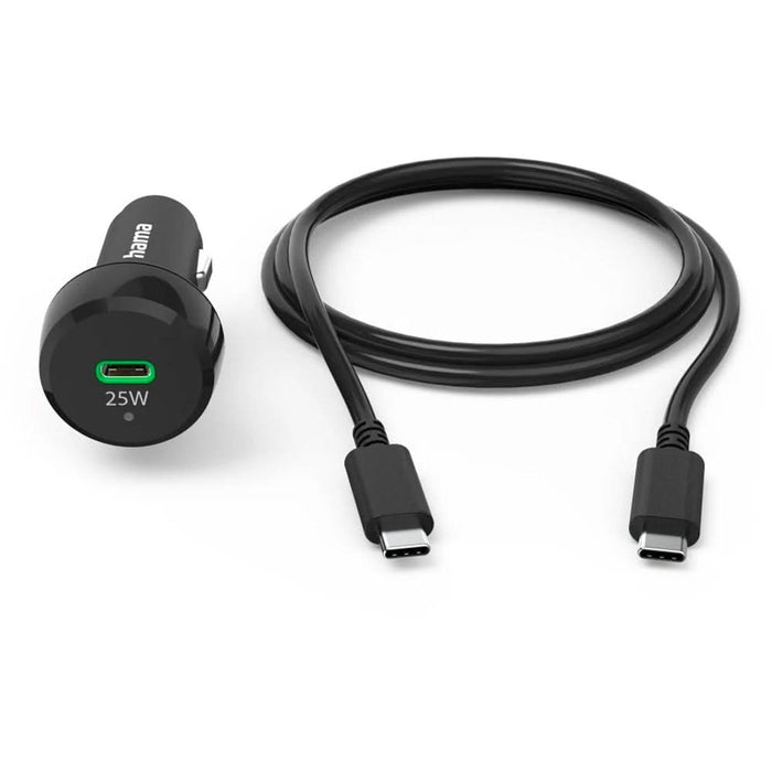 Incarcator auto HAMA 201614, 1xUSB-C, Power Delivery (PD), 25W, negru WALTI