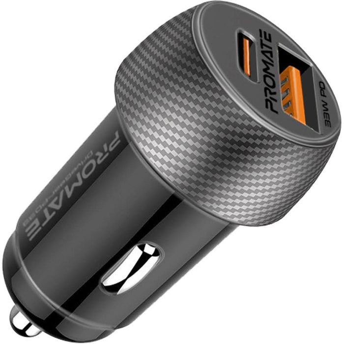 Incarcator auto PROMATE DriveGear-PD33, 1xUSB-C Power Delivery 33W, 1xUSB-A Quick Charge 18W, negru WALTI