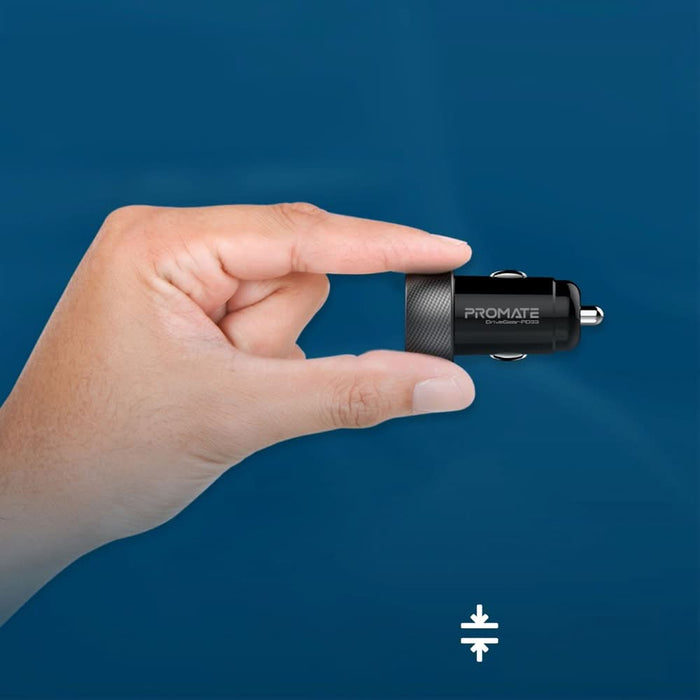 Incarcator auto PROMATE DriveGear-PD33, 1xUSB-C Power Delivery 33W, 1xUSB-A Quick Charge 18W, negru WALTI