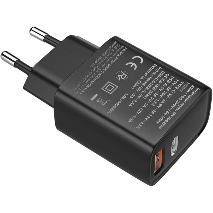 Incarcator retea MYRIA Echipa Nationala de Fotbal MY9092FRF, 1x USB-A, 1x USB-C, Power Delivery (PD) 30W, negru WALTI