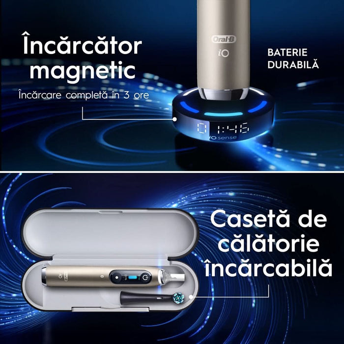 Periuta de dinti electrica ORAL-B iO10 Lunar Gold, iO Sense Cleaning Coach, 7 programe, 1 capat, auriu WALTI