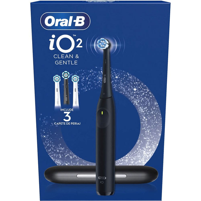 Periuta de dinti electrica ORAL-B iO2, 8800 miscari/min, Timer, 3 programe, 2 capate, negru WALTI