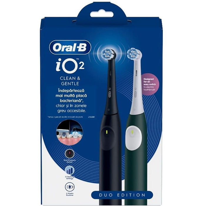 Set 2 Periuta de dinti electrice ORAL-B iO2, 8800 miscari/min, Timer, 3 programe, 2 capate, negru - WALTI WALTI