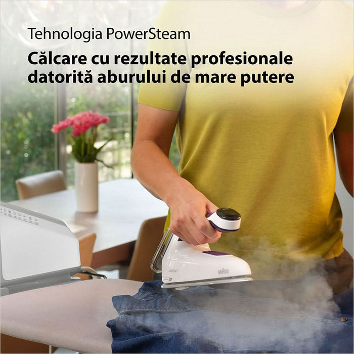 Statie de calcat BRAUN CareStyle 7 IS7266VI, 2700W, 550g/min, 2l, talpa Eloxal, alb-violet WALTI
