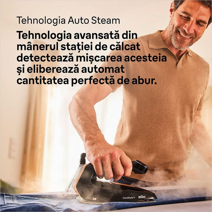 Statie de calcat BRAUN CareStyle 9 IS9090BK, 2700W, 750g/min, 2l, talpa Eloxal Plus, negru-auriu - WALTI WALTI