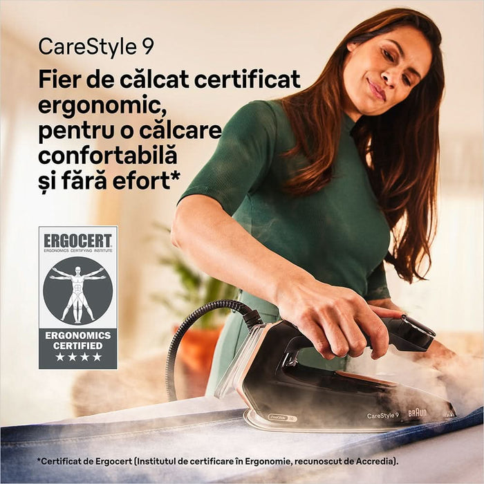 Statie de calcat BRAUN CareStyle 9 IS9090BK, 2700W, 750g/min, 2l, talpa Eloxal Plus, negru-auriu - WALTI WALTI