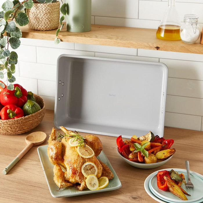 Tava de copt TEFAL Ceramik J1756204, 40x28cm, otel, verde WALTI