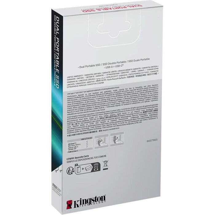 SSD extern KINGSTON Dual, 512GB, USB 3.2 Gen 2 Type-A/Type-C, negru-rosu WALTI
