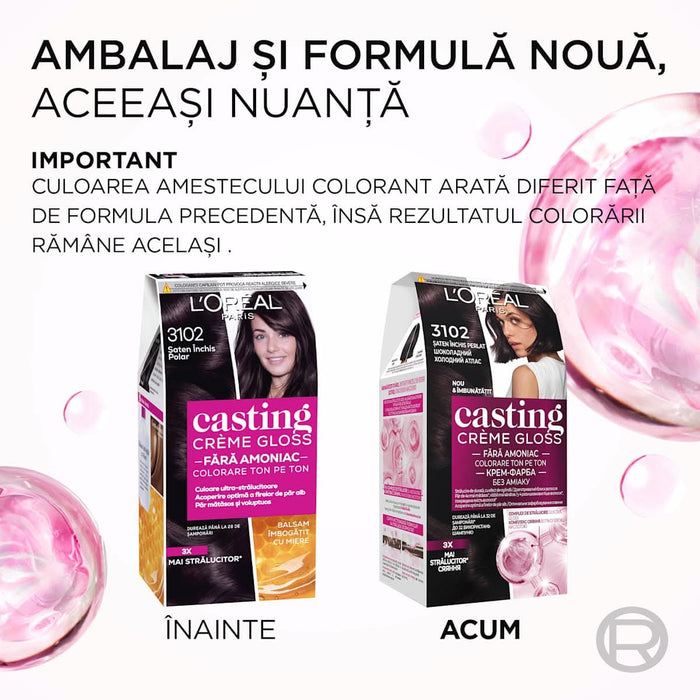 L'ORÉAL PARiS casting CRÈME GLOSS Vopsea păr 3102 şaten închis polar, 1 buc WALTI