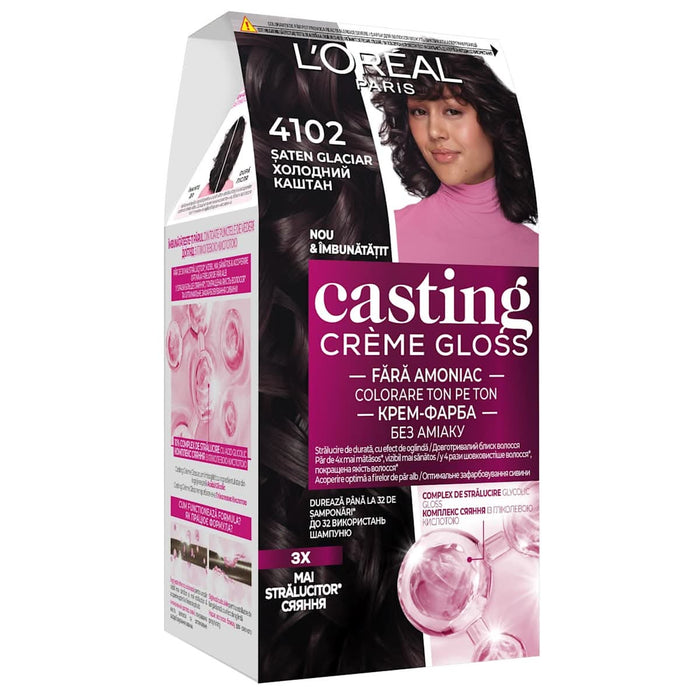 L'ORÉAL PARiS casting CRÈME GLOSS Vopsea păr 410 şaten glaciar, 1 buc WALTI