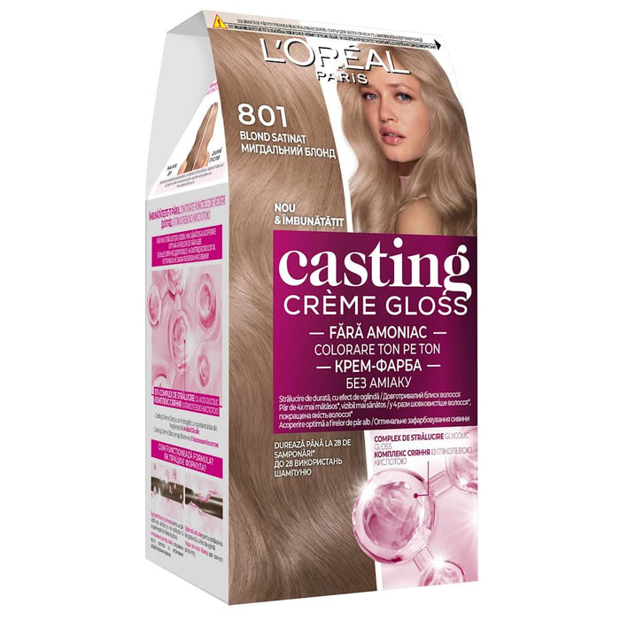 L'ORÉAL PARiS casting CRÈME GLOSS Vopsea păr 801 blond satin, 1 buc WALTI