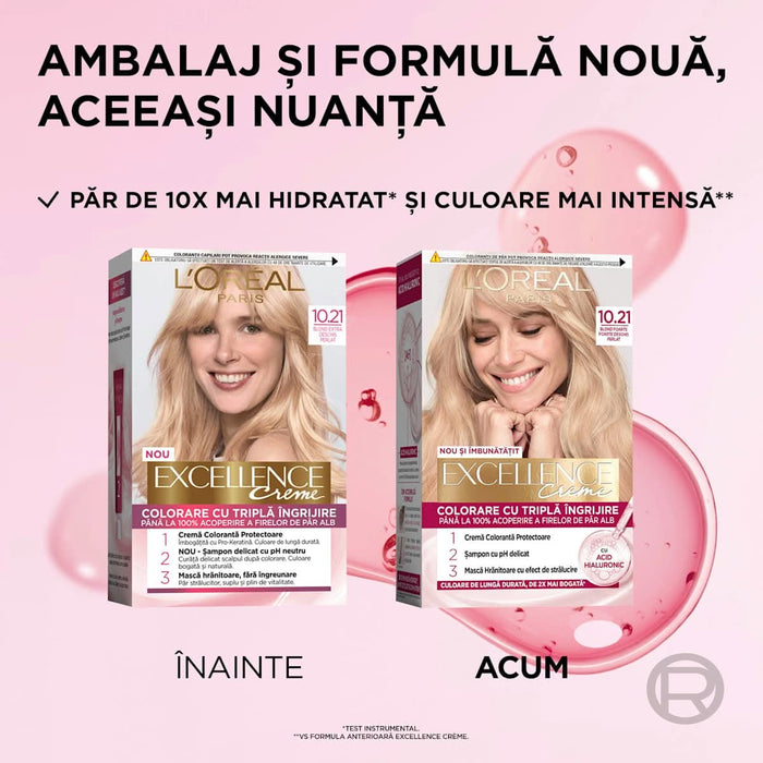 L'ORÉAL PARiS EXCELLENCE Creme Vopsea de păr permanentă cu amoniac 10.21, 1 buc WALTI