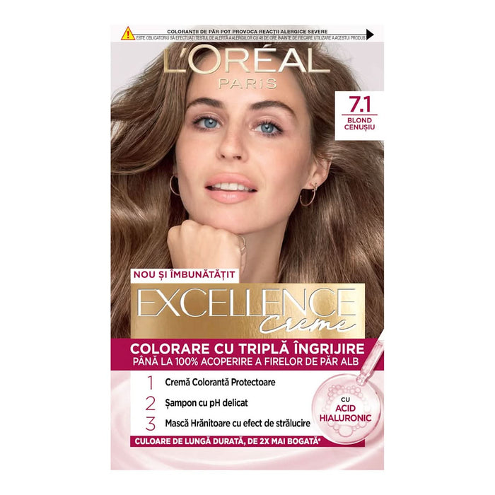 L'ORÉAL PARiS EXCELLENCE Creme Vopsea de păr permanentă cu amoniac 7.1, 1 buc WALTI