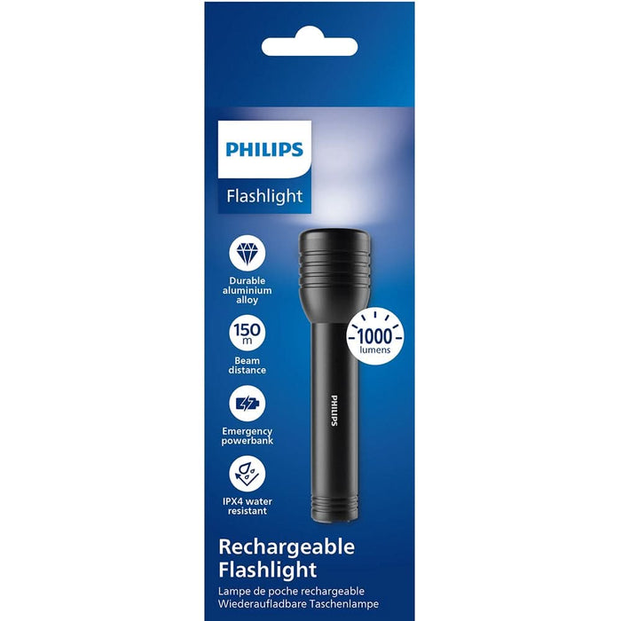 Lanterna LED PHILIPS SFL7005R/10, 1000 Lumeni, acumulator, negru WALTI