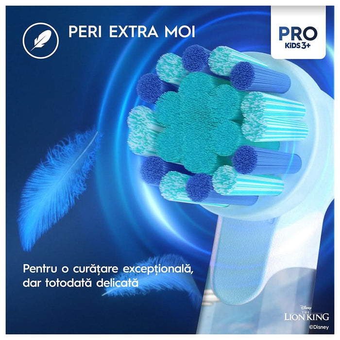 Periuta de dinti electrica copii ORAL-B Pro Kids Lion King, 7600 miscari/min, 2 programe, 1 capat, rosu WALTI