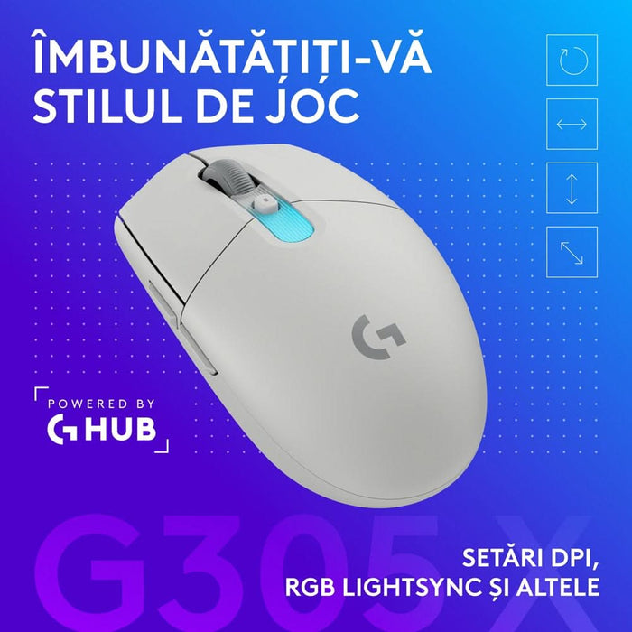 Mouse Gaming Wireless LOGITECH G305 X Superlight, 44000 dpi, alb WALTI