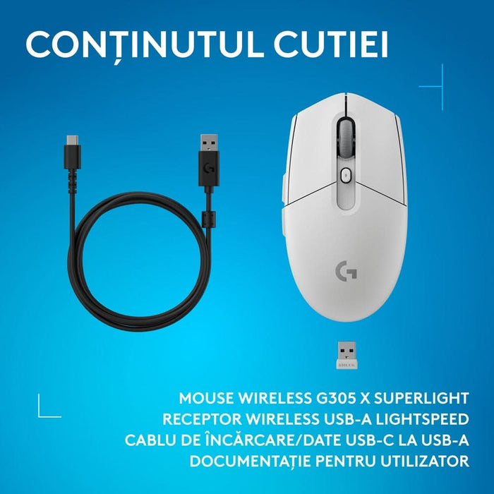 Mouse Gaming Wireless LOGITECH G305 X Superlight, 44000 dpi, alb WALTI