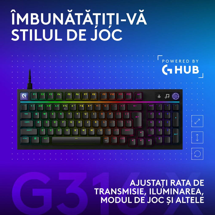 Tastatura Gaming LOGITECH G316 X, USB, Layout US, negru WALTI