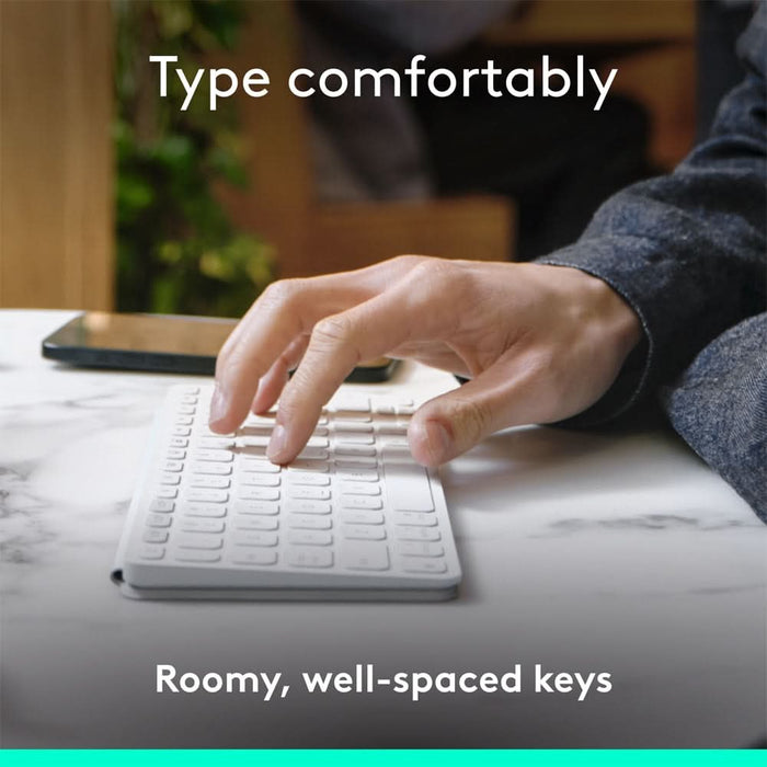 Tastatura Wireless LOGITECH KEYS To Go 2 Multi-Device, Bluetooth, Layout US INT, alb WALTI