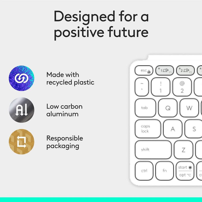 Tastatura Wireless LOGITECH KEYS To Go 2 Multi-Device, Bluetooth, Layout US INT, alb WALTI