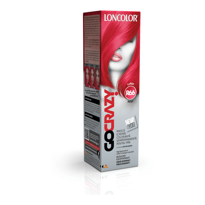 LONCOLOR GO CRAZY Mască (cremă) colorantă semipermanentă de păr R66 Roșu, 1 buc WALTI