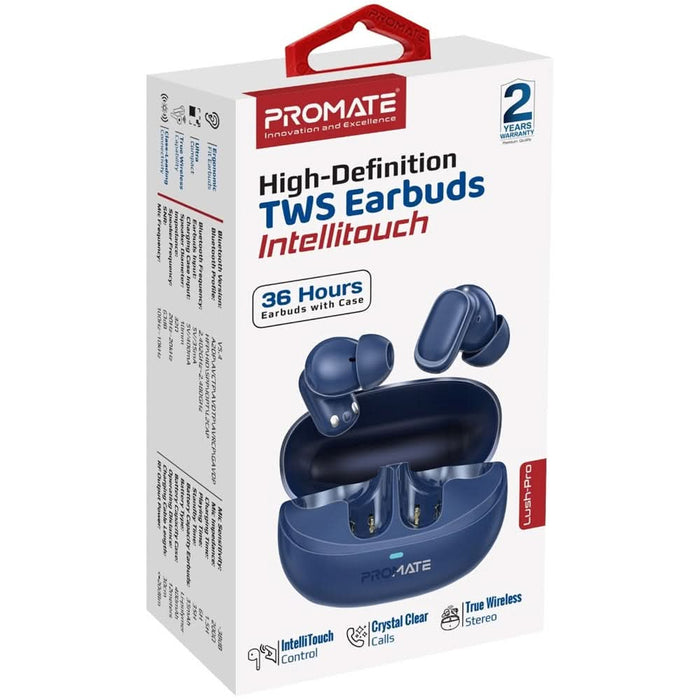 Casti PROMATE Lush Pro, True wireless, Bluetooth, In-ear, Microfon, albastru WALTI