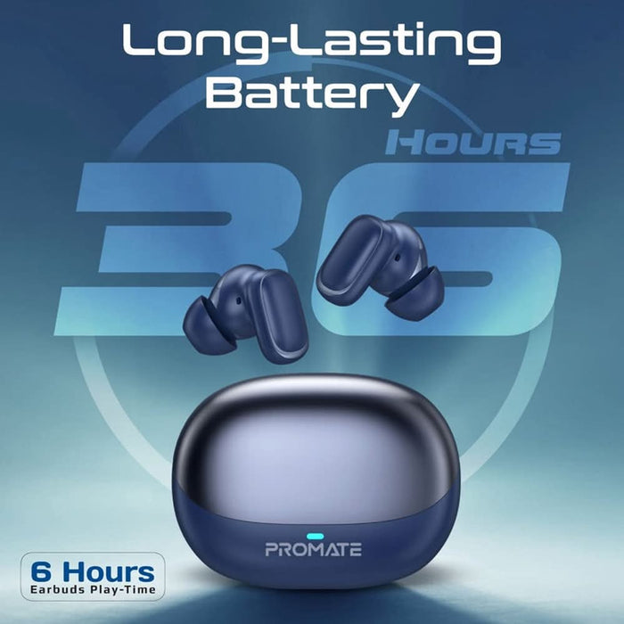 Casti PROMATE Lush Pro, True wireless, Bluetooth, In-ear, Microfon, albastru WALTI