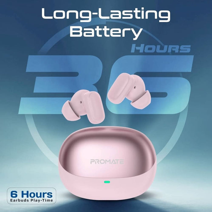 Casti PROMATE Lush Pro, True wireless, Bluetooth, In-ear, Microfon, roz WALTI