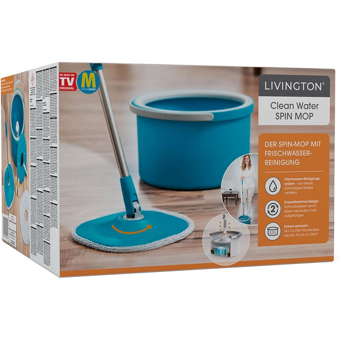 Set mop rotativ + galeata + maner MEDIASHOP Livington Clean Water, albastru WALTI