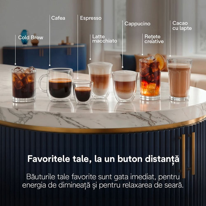 Espressor automat DELONGHI Eletta Ultra ECAM470.85.MB, 1.8l, 1450W, 19 bar, 50+ bauturi calde si reci, argintiu-negru WALTI