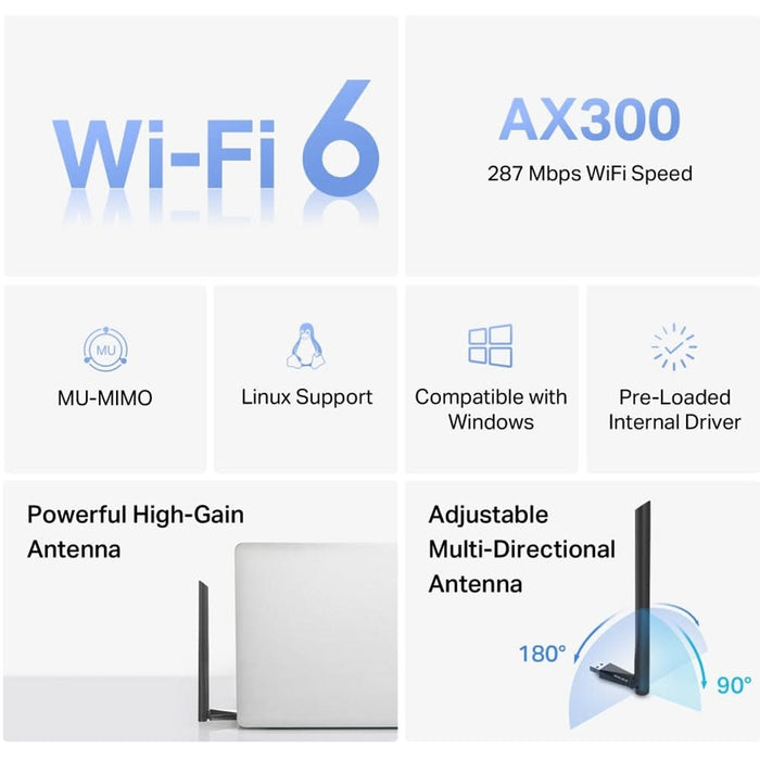 Adaptor USB Wireless MERCUSYS MA14H High-Gain AX300, 287 Mbps, negru WALTI