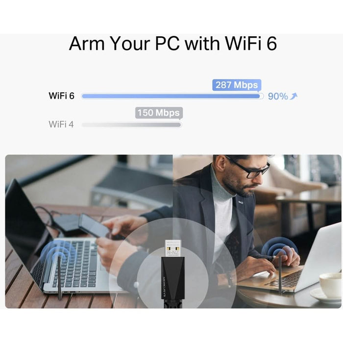 Adaptor USB Wireless MERCUSYS MA14H High-Gain AX300, 287 Mbps, negru WALTI