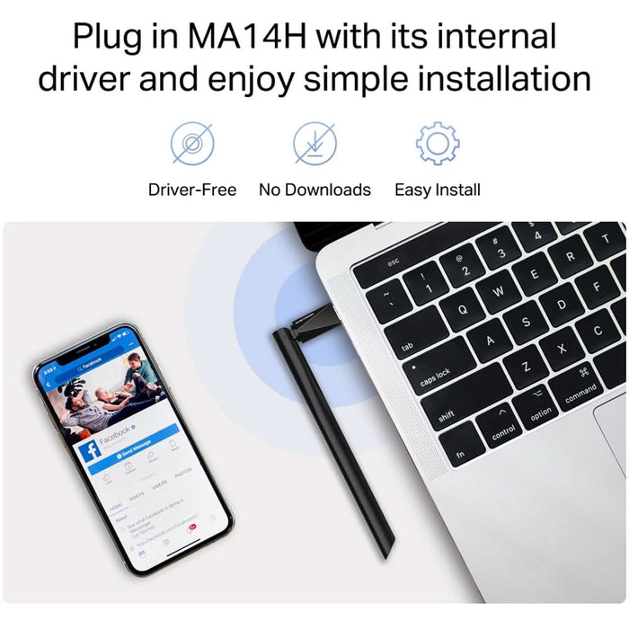Adaptor USB Wireless MERCUSYS MA14H High-Gain AX300, 287 Mbps, negru WALTI