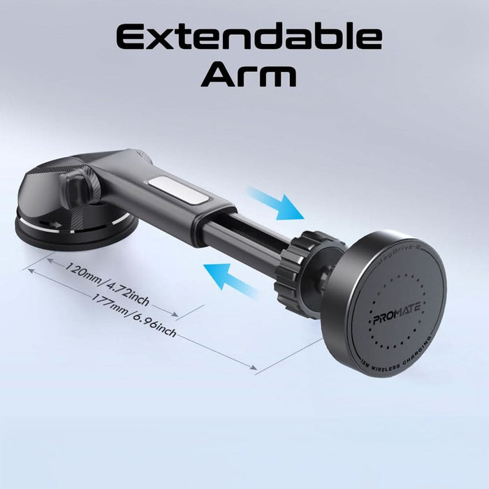 Suport auto cu incarcare wireless PROMATE MagDrive-R, parbriz/ventilatie, MagSafe 15W, negru WALTI