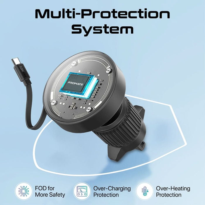 Suport auto cu incarcare wireless PROMATE MagDrive-R, parbriz/ventilatie, MagSafe 15W, negru WALTI