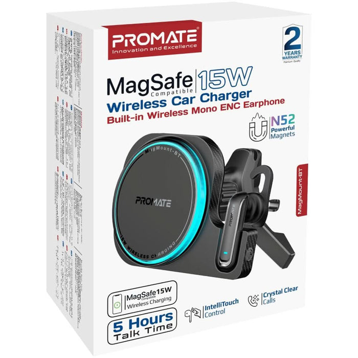 Incarcator wireless auto PROMATE MAGMOUNT-BT, 15W, MagSafe, negru WALTI
