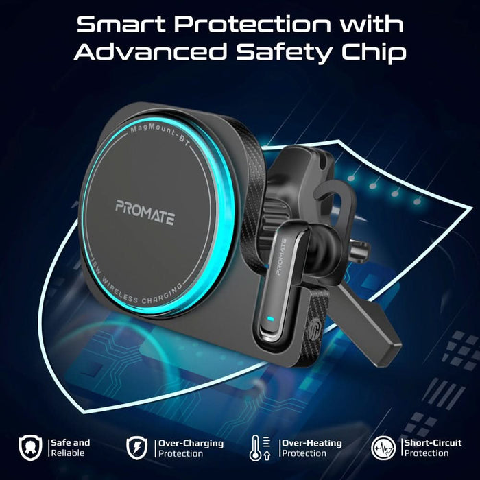 Incarcator wireless auto PROMATE MAGMOUNT-BT, 15W, MagSafe, negru WALTI